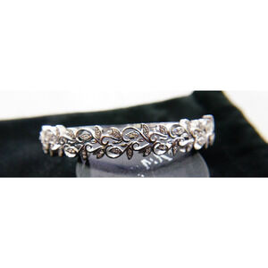 Sterling Silver Leaves pattern Bracelet with cubic zirconia women's vines new